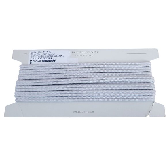 Samuel & Son 5 Yards 3/8" Silver French Piping Double Welting Trim Discontinued - Picture 5 of 5